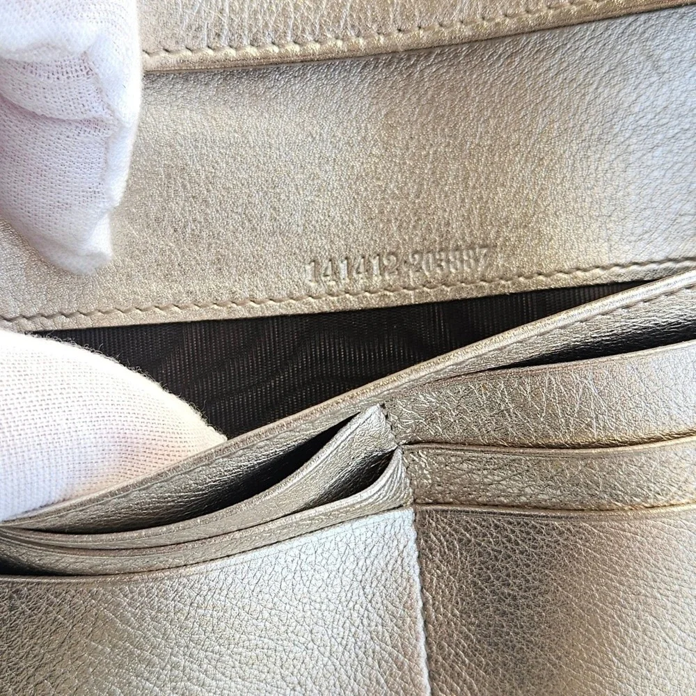 Gucci Abbey D-Ring Long Wallet GG Monogram Canvas Metallic Gold - Picture 5 of 15